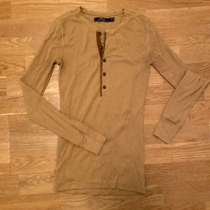 Polo Ralph Lauren Light Brown Ribbed Long Sleeve  Henley - XS